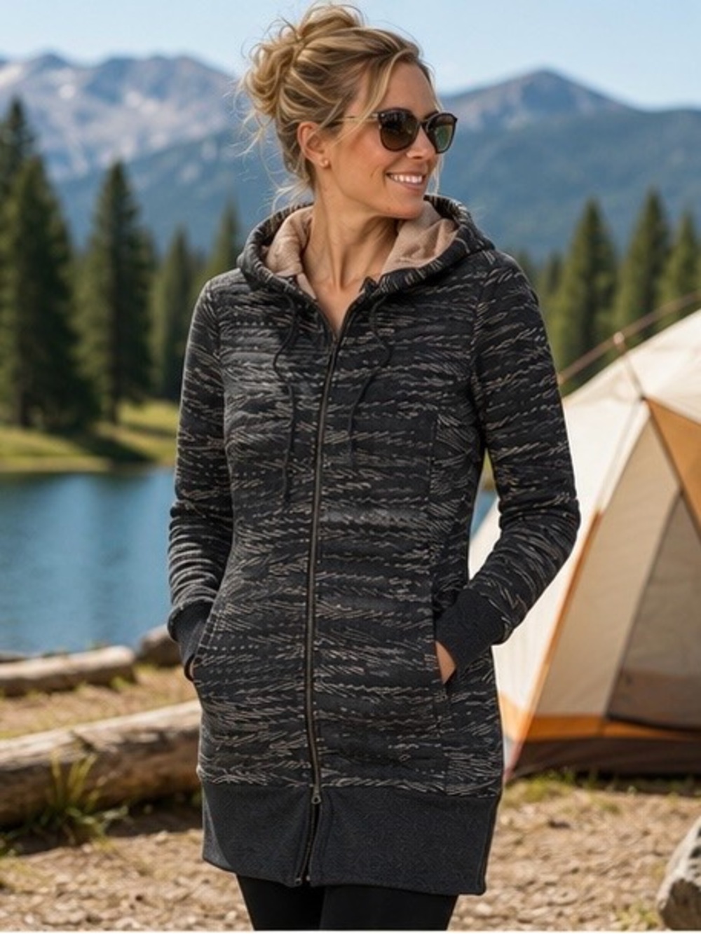 🌲 prAna Carin Hooded Jacket – Women’s Medium | Organic Cotton Cozy Tunic